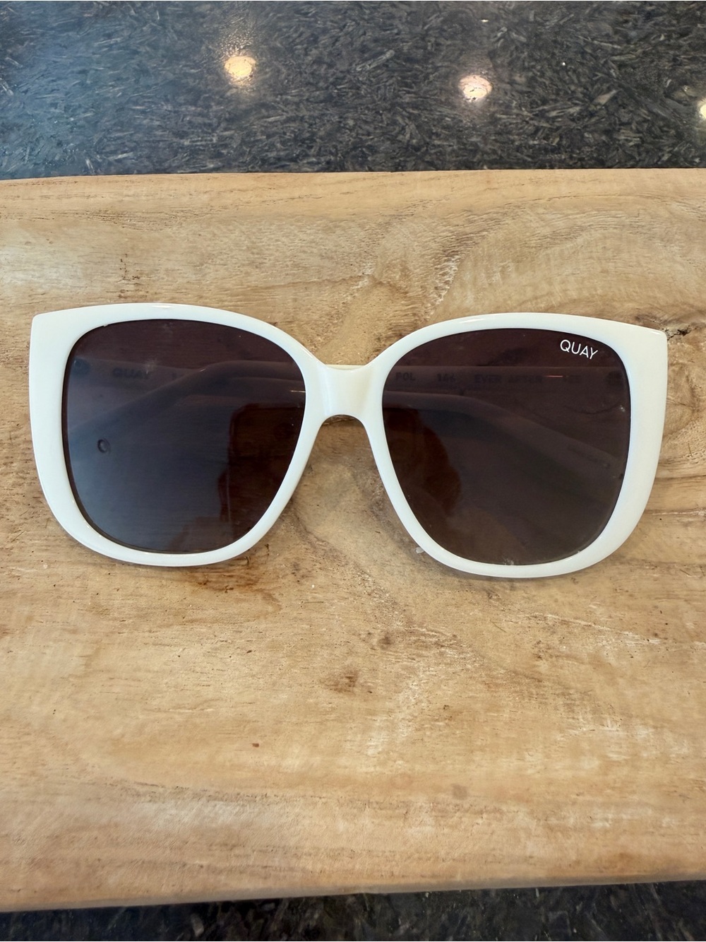 Quay Australia White Oversized Square Sunglasses with Dark Lenses